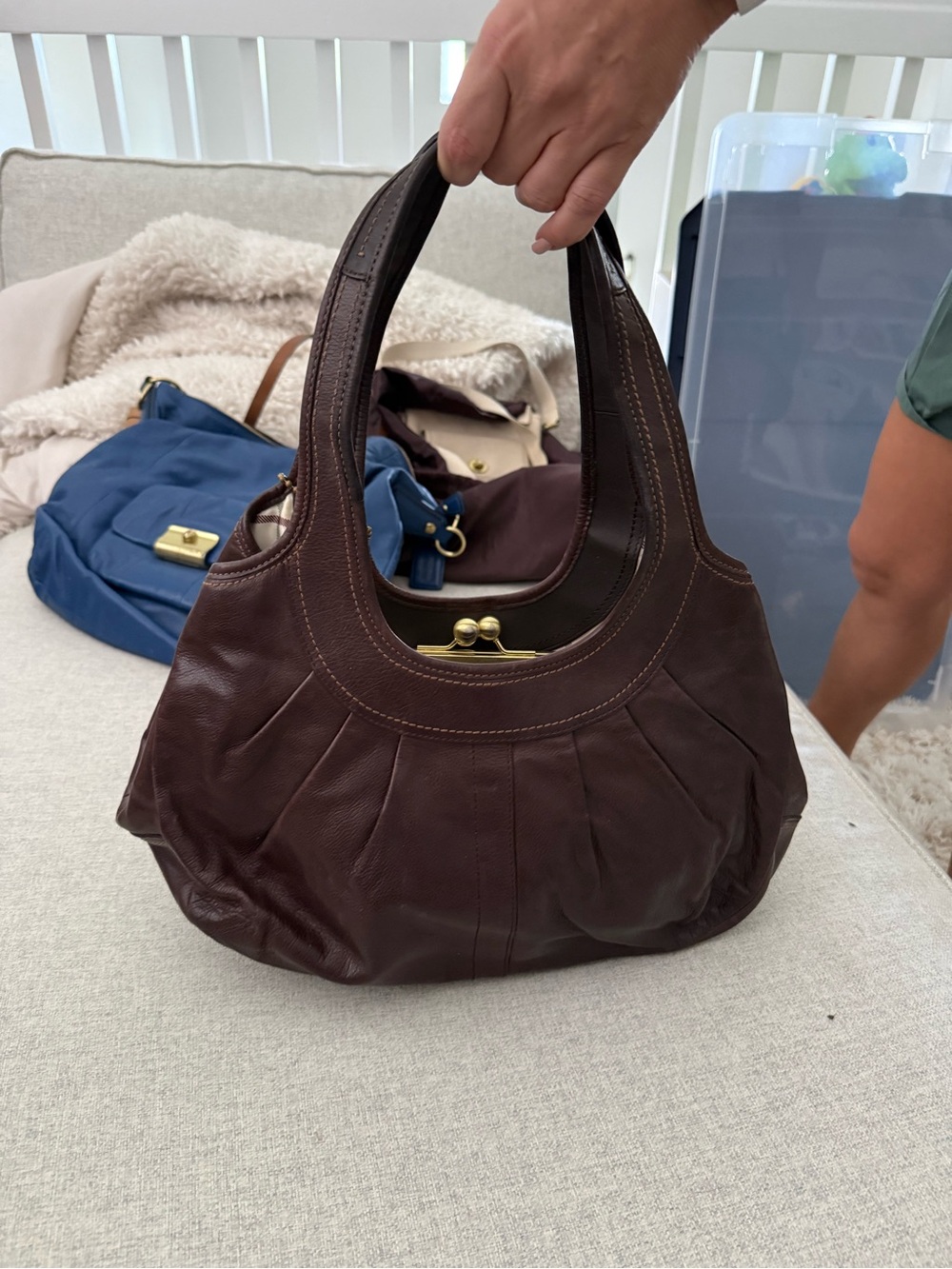 Coach Women's Classic Leather Hobo Bag in Dark Brown